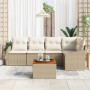 Set de sofá de jardín de 6 piezas con cojines Beige Ratán PE Acacia de , Sofás de exterior - Ref: Foro24-3356503, Precio: 442...