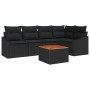 Conjunto de Sofá de Jardín de 6 Piezas con Cojines Negro Poliratán Acacia de , Sofás de exterior - Ref: Foro24-3356504, Preci...
