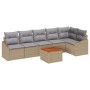 Juego de Sofás de Jardín de 7 Piezas con Cojines Beige de Ratán de Polietileno y Acacia | Foro24.es | Tu tienda online para hogar, jardín y más Foro24.es