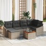 Set de Sofá de Jardín de 7 Piezas con Cojines Gris de Ratán Sintético de Acacia de , Sofás de exterior - Ref: Foro24-3356522,...