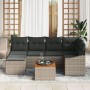Set de Sofá de Jardín de 7 Piezas con Cojines Gris de Ratán Sintético de Acacia de , Sofás de exterior - Ref: Foro24-3356522,...