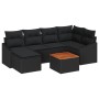 Conjunto de Sofá de Jardín de 7 Piezas con Cojines Negro Poliratán Acacia de , Sofás de exterior - Ref: Foro24-3356525, Preci...