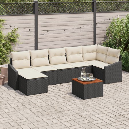Juego de Sofás de Jardín de 8 Piezas con Cojines Negro Rattan Sintético Acacia | Foro24.es | Tu tienda online para hogar, jardín y más Foro24.es