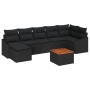 Juego de Sofá de Jardín de 8 Piezas con Cojines Ratán Poli Negro Acacia de , Sofás de exterior - Ref: Foro24-3356532, Precio:...