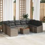 Conjunto de Sofá de Jardín de 10 Piezas con Cojines Gris Poliratán Acacia de , Sofás de exterior - Ref: Foro24-3356543, Preci...