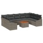 Conjunto de Sofá de Jardín de 10 Piezas con Cojines Gris Poliratán Acacia de , Sofás de exterior - Ref: Foro24-3356543, Preci...