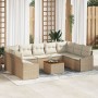 Juego de Sofás de Jardín de 10 Piezas con Cojines Beige Poliratán Acacia | Foro24.es | Tu tienda online para hogar, jardín y más Foro24.es