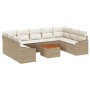 Juego de Sofás de Jardín de 10 Piezas con Cojines Beige Poliratán Acacia | Foro24.es | Tu tienda online para hogar, jardín y más Foro24.es