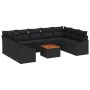 Juego de Sofá de Jardín de 10 Piezas con Cojines Negro Poliratán Acacia de , Sofás de exterior - Ref: Foro24-3356546, Precio:...