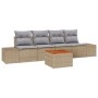 Conjunto de sofá de jardín de 5 piezas con cojines beige de poliratán Acacia de , Sofás de exterior - Ref: Foro24-3356558, Pr...