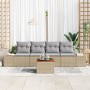 Conjunto de sofá de jardín de 5 piezas con cojines beige de poliratán Acacia de , Sofás de exterior - Ref: Foro24-3356558, Pr...