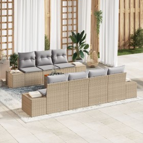 Juego de Sofá de Jardín de 8 Piezas con Cojines Beige de Poliratán Acacia de , Sofás de exterior - Ref: Foro24-3356586, Preci...
