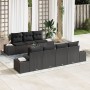 Set de Sofás de Jardín de 8 Piezas con Cojines Negro Poliratán Acacia de , Sofás de exterior - Ref: Foro24-3356588, Precio: 5...