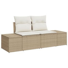 Juego de Sofá de Jardín de 8 Piezas con Almohadas en Beige de Poliratán y Acacia de , Sofás de exterior - Ref: Foro24-3356594...