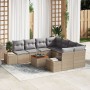 Conjunto de Sofá de Jardín de 9 Piezas con Cojines Beige Poliratán Acacia de , Sofás de exterior - Ref: Foro24-3356607, Preci...