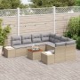 Conjunto de Sofá de Jardín de 9 Piezas con Cojines Beige Poliratán Acacia de , Sofás de exterior - Ref: Foro24-3356607, Preci...