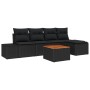 Conjunto de Sofás de Jardín de 6 Piezas con Cojines Negro Ratán Poliéster Acacia de , Sofás de exterior - Ref: Foro24-3356616...