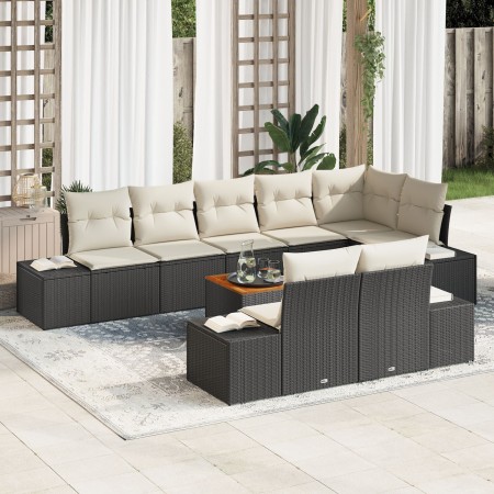 Juego de sofá de jardín de 9 piezas con cojines Negro poliratán Acacia | Foro24.es | Tu tienda online para hogar, jardín y más Foro24.es