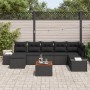 Conjunto de Sofá de Jardín de 8 Piezas con Cojines Negro Poli Ratán Acacia de , Sofás de exterior - Ref: Foro24-3356658, Prec...