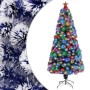 Árbol de Navidad con luces fibra óptica blanco y azul 150 cm en Decoración Festiva y Estacional | Comprar online en Foru.es