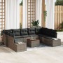 Juego de Sofá de Jardín de 10 Piezas con Cojines Gris Ratán Acacia | Foro24.es | Tu tienda online para hogar, jardín y más Foro24.es