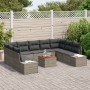 Juego de Sofá de Jardín de 10 Piezas con Cojines Gris Ratán Acacia | Foro24.es | Tu tienda online para hogar, jardín y más Foro24.es