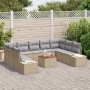 Conjunto de Sofás de Jardín de 10 Piezas con Cojines Beige de Ratán de Poliéster de , Sofás de exterior - Ref: Foro24-3356670...
