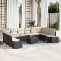 Juego de Sofá de Jardín de 11 Piezas con Cojines Negros de Poliratán Acacia | Foro24.es | Tu tienda online para hogar, jardín y más Foro24.es
