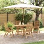 Set de Comedor de Jardín de 5 Piezas Plegable Madera Maciza de Teca, Sillas de Jardín 2 pcs Madera Maciza de Teca de , Mesas ...