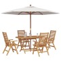 Set de Comedor de Jardín de 5 Piezas Plegable Madera Maciza de Teca, Sillas de Jardín 2 pcs Madera Maciza de Teca de , Mesas ...