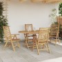 Set de Comedor de Jardín de 5 Piezas Plegable Madera Maciza de Teca, Sillas de Jardín 2 pcs Madera Maciza de Teca de , Mesas ...