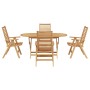 Set de Comedor de Jardín de 5 Piezas Plegable Madera Maciza de Teca, Sillas de Jardín 2 pcs Madera Maciza de Teca de , Mesas ...