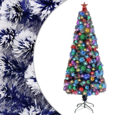 Árbol de Navidad con luces fibra óptica blanco y azul 180 cm en Decoración Festiva y Estacional | Comprar online en Foru.es