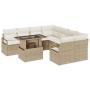 Juego de Sofá de Jardín de 9 Piezas con Cojines Beige de Ratán,  Sofá de Jardín de 2 Plazas con Almacenamiento y Cojines Beige | Foro24.es | Tu tienda online para hogar, jardín y más Foro24.es