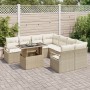 Juego de Sofá de Jardín de 9 Piezas con Cojines Beige de Ratán,  Sofá de Jardín de 2 Plazas con Almacenamiento y Cojines Beige | Foro24.es | Tu tienda online para hogar, jardín y más Foro24.es
