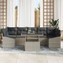 Conjunto de Sofá de Jardín de 8 Piezas con Cojines Gris Claro de Poliratán de , Sofás de exterior - Ref: Foro24-3357695, Prec...