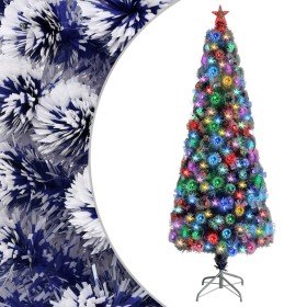 Árbol de Navidad con luces fibra óptica blanco y azul 210 cm en Decoración Festiva y Estacional | Comprar online en Foru.es