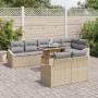 Conjunto de Sofás de Jardín de 9 Piezas con Cojines Beige Poliratán | Foro24.es | Tu tienda online para hogar, jardín y más Foro24.es