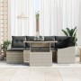 Conjunto de sofá de jardín de 7 piezas con cojines gris claro de polirratán de , Sofás de exterior - Ref: Foro24-3357775, Pre...