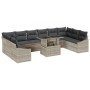 Juego de Sofá de 11 Piezas para Jardín con Cojines Gris Claro de Poliratán de , Sofás de exterior - Ref: Foro24-3357815, Prec...