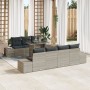 Juego de Sofás de Jardín de 8 Piezas con Cojines Gris Claro Ratán Sintético | Foro24.es | Tu tienda online para hogar, jardín y más Foro24.es