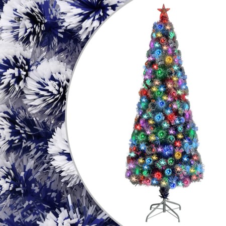 Árbol de Navidad con luces fibra óptica blanco y azul 240 cm en Decoración Festiva y Estacional | Comprar online en Foru.es