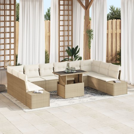 Conjunto de Sofás de Jardín de 11 Piezas con Cojines Beige de Ratán de , Sofás de exterior - Ref: Foro24-3357994, Precio: 844...