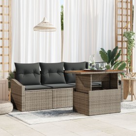 Set de Sofás de Jardín de 5 Piezas con Cojines Gris Poliratán de , Sofás de exterior - Ref: Foro24-3358505, Precio: 380,98 €,...