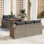 Conjunto de Sofá de Jardín de 6 Piezas con Cojines Gris Ratán Poliéster | Foro24.es | Tu tienda online para hogar, jardín y más Foro24.es