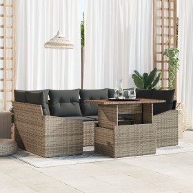 Conjunto de Sofás de Jardín de 7 Piezas con Cojines Gris Polirratán de , Sofás de exterior - Ref: Foro24-3358526, Precio: 516...