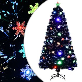 Árbol de Navidad copos de nieve LED fibra óptica negro 120 cm en Decoración Festiva y Estacional | Comprar online en Foru.es