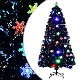 Árbol de Navidad copos de nieve LED fibra óptica negro 120 cm en Decoración Festiva y Estacional | Comprar online en Foru.es