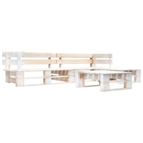 Set de muebles de palés para jardín 4 piezas madera blanco en Conjuntos de jardín | Comprar online en Foru.es