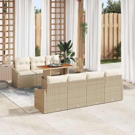 Conjunto de Sofás de Jardín de 8 Piezas con Cojines Beige Ratán Sintético de , Sofás de exterior - Ref: Foro24-3358535, Preci...